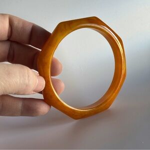 Vintage Bakelite Butterscotch Swirl Octagonal Bangle Bracelet